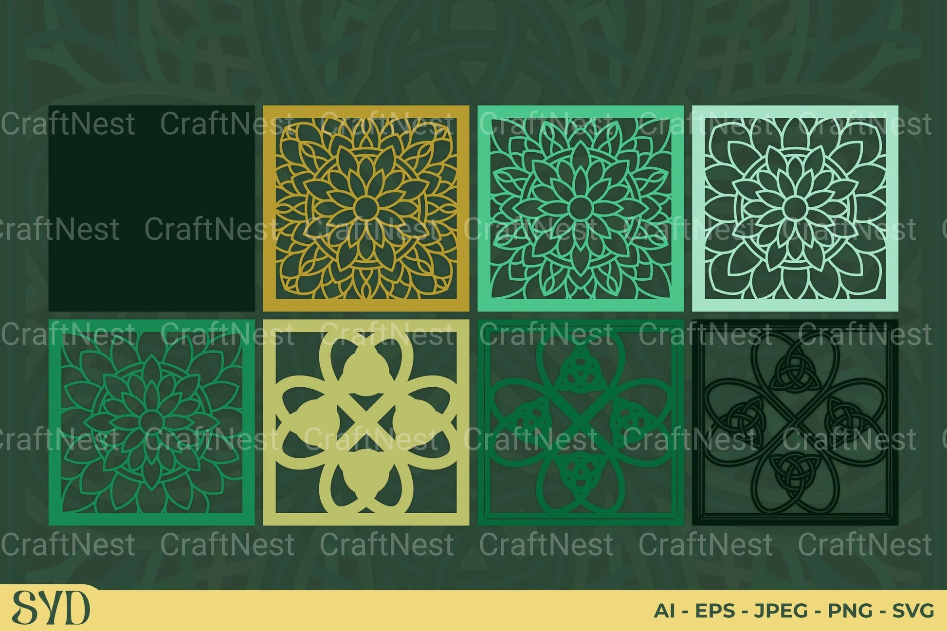 Shamrock Celtic Mandala Layered Papercut Clipart Bundle - CraftNest - Digital Crafting and Art