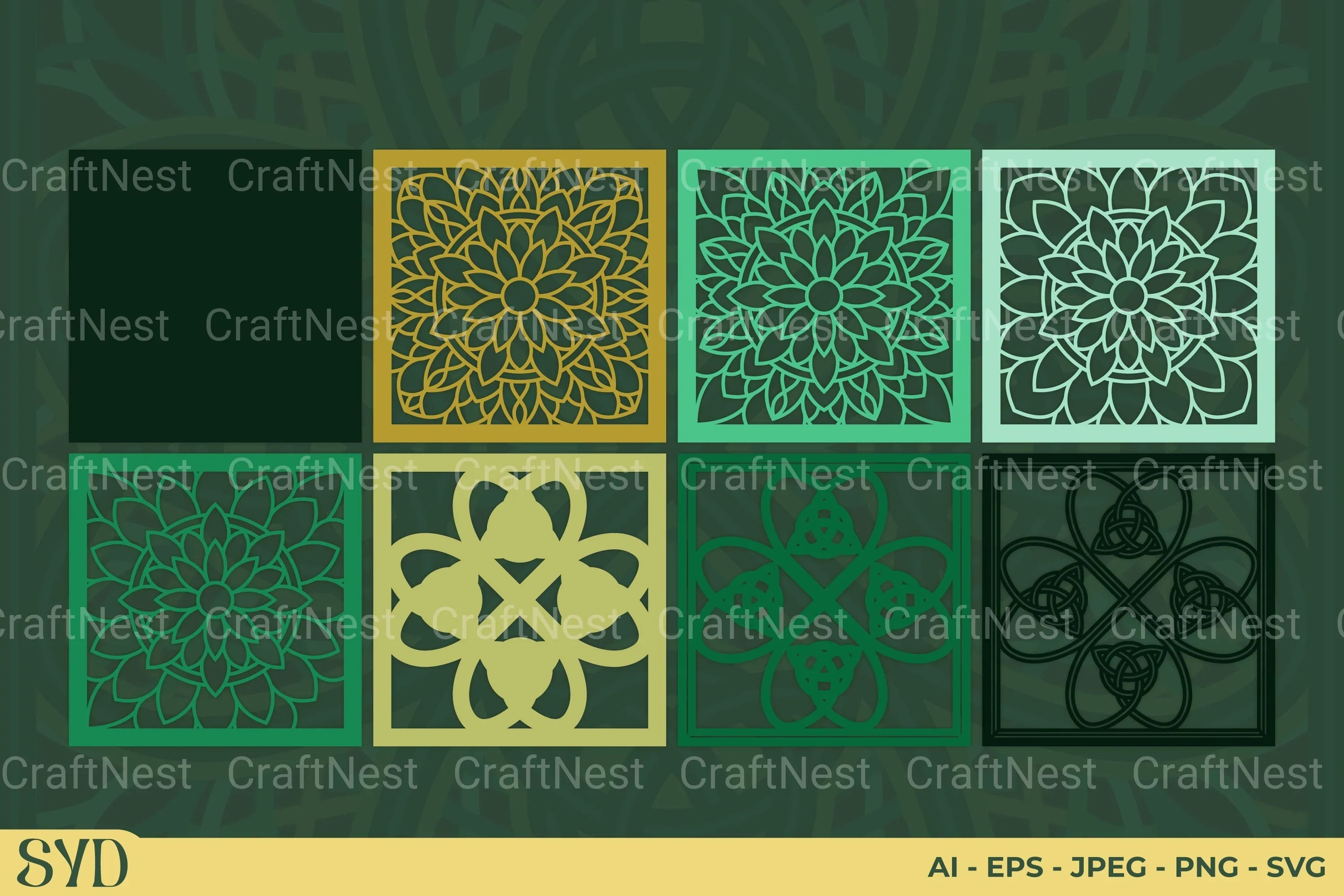Shamrock Celtic Mandala Layered Papercut Clipart Bundle - CraftNest - Digital Crafting and Art