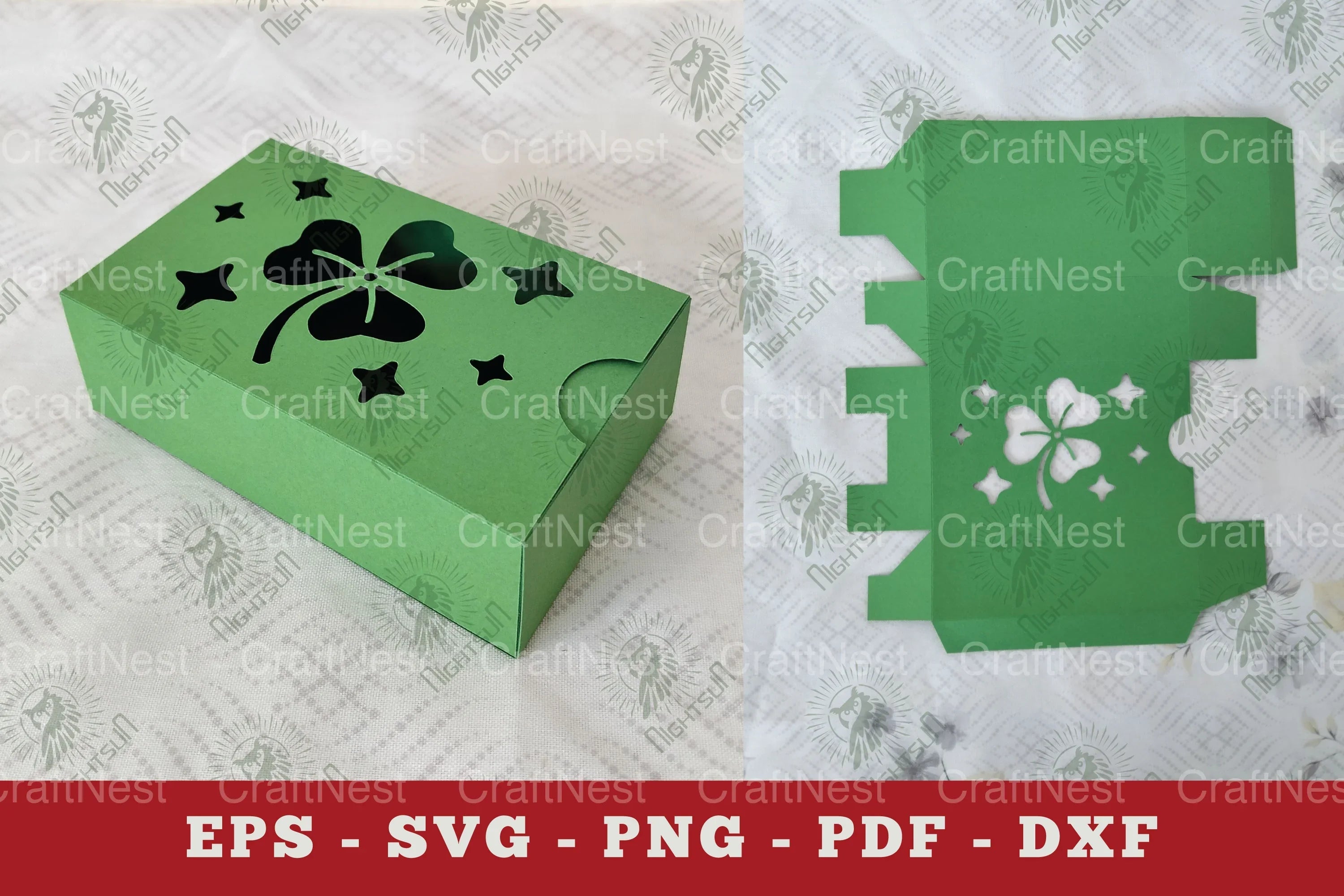 Shamrock Gift Box Paper Cut SVG Bundle - CraftNest - Digital Crafting and Art
