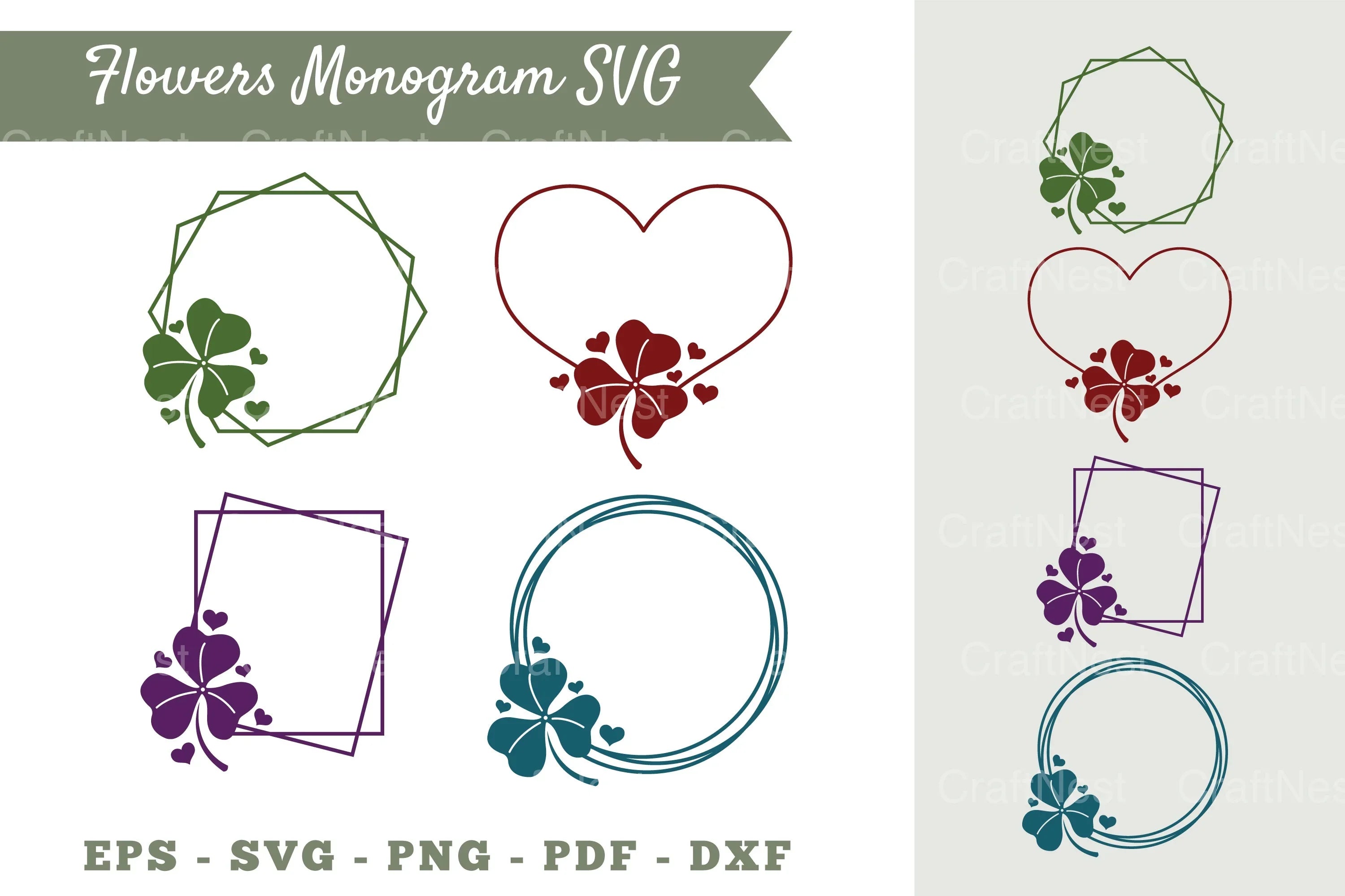 Shamrock Irish Flower Monogram Clipart Bundle - CraftNest - Digital Crafting and Art