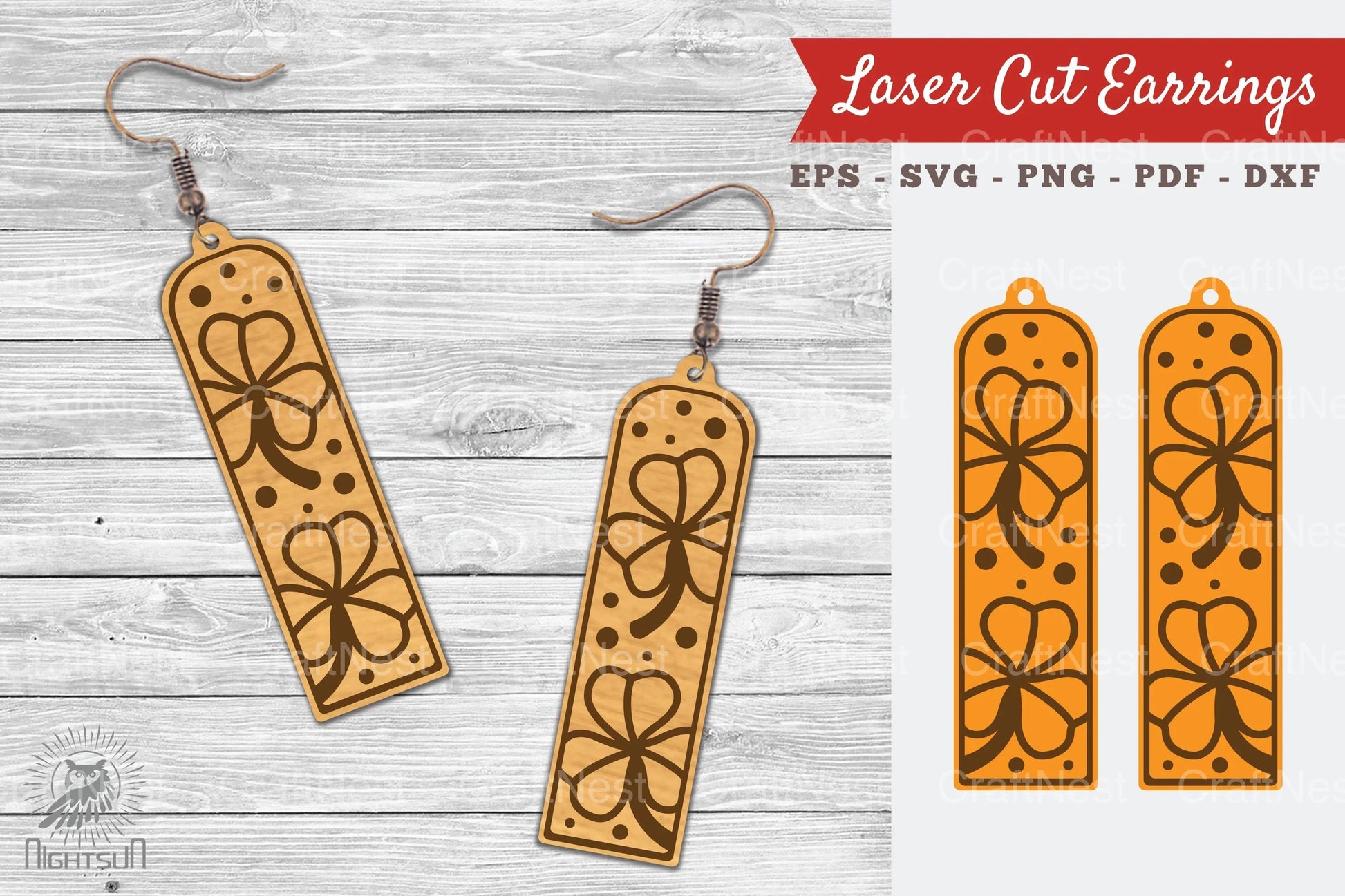 Shamrock Leaves Laser Cut Earrings Design Bundle - CraftNest - Digital Crafting and Art