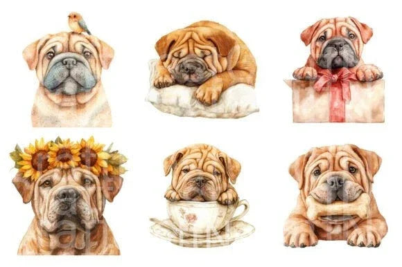 Shar Pei Dog Clipart Bundle - CraftNest - Digital Crafting and Art