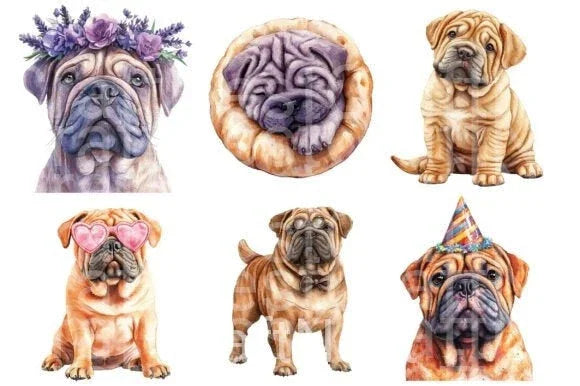 Shar Pei Dog Clipart Bundle - CraftNest - Digital Crafting and Art