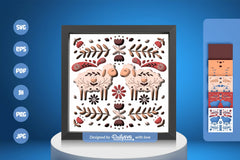 Sheep and Flowers Folk Art Papercut SVG Bundle - CraftNest - Digital Crafting and Art