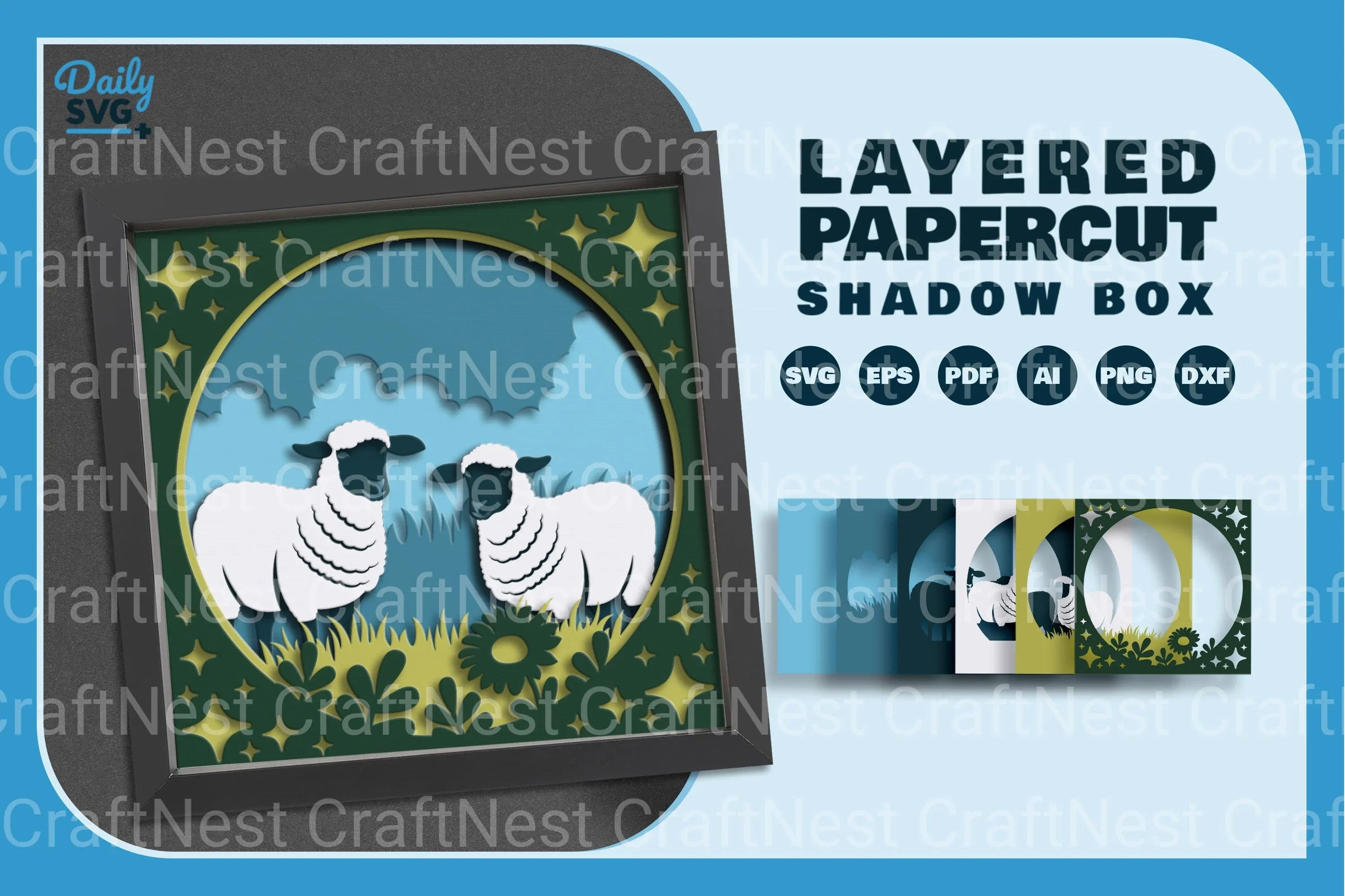 Sheep Meadow Papercut SVG Bundle
