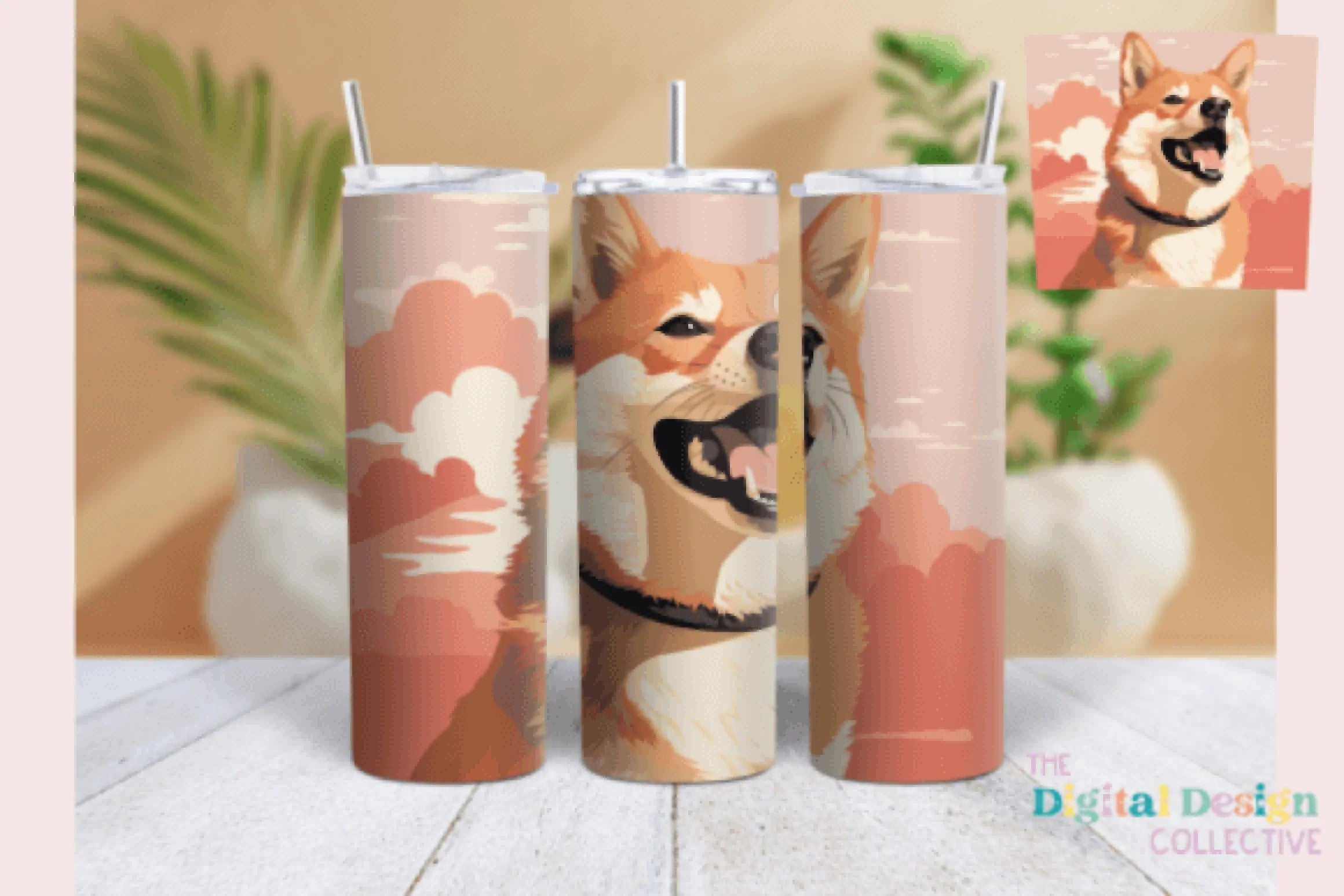 Shiba Inu Pink Skinny Tumbler Wrap Bundle - CraftNest - Digital Crafting and Art