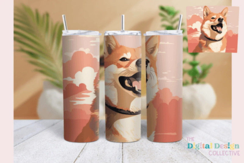 Shiba Inu Pink Skinny Tumbler Wrap Bundle - CraftNest - Digital Crafting and Art