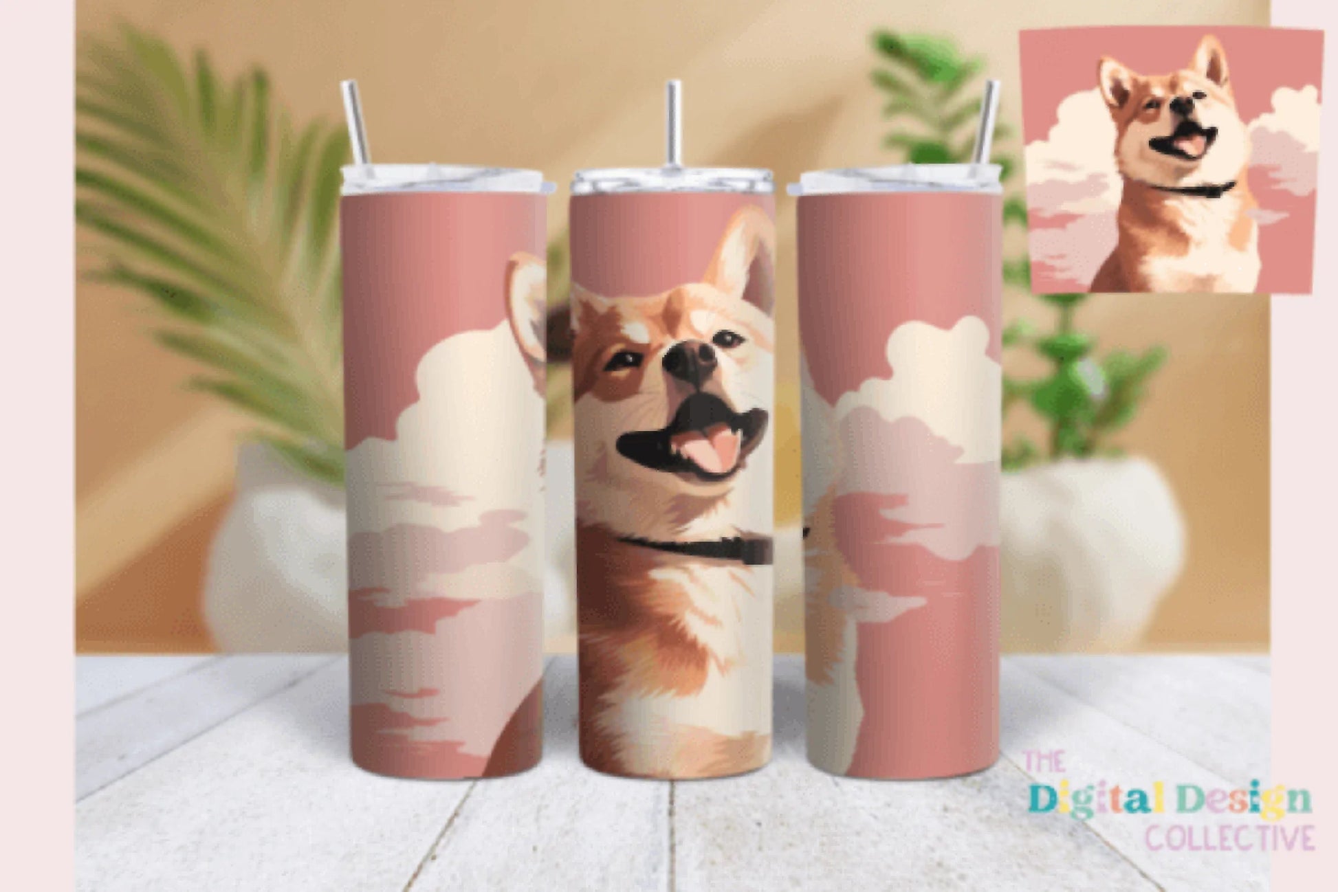 Shiba Inu Pink Skinny Tumbler Wrap Bundle - CraftNest - Digital Crafting and Art
