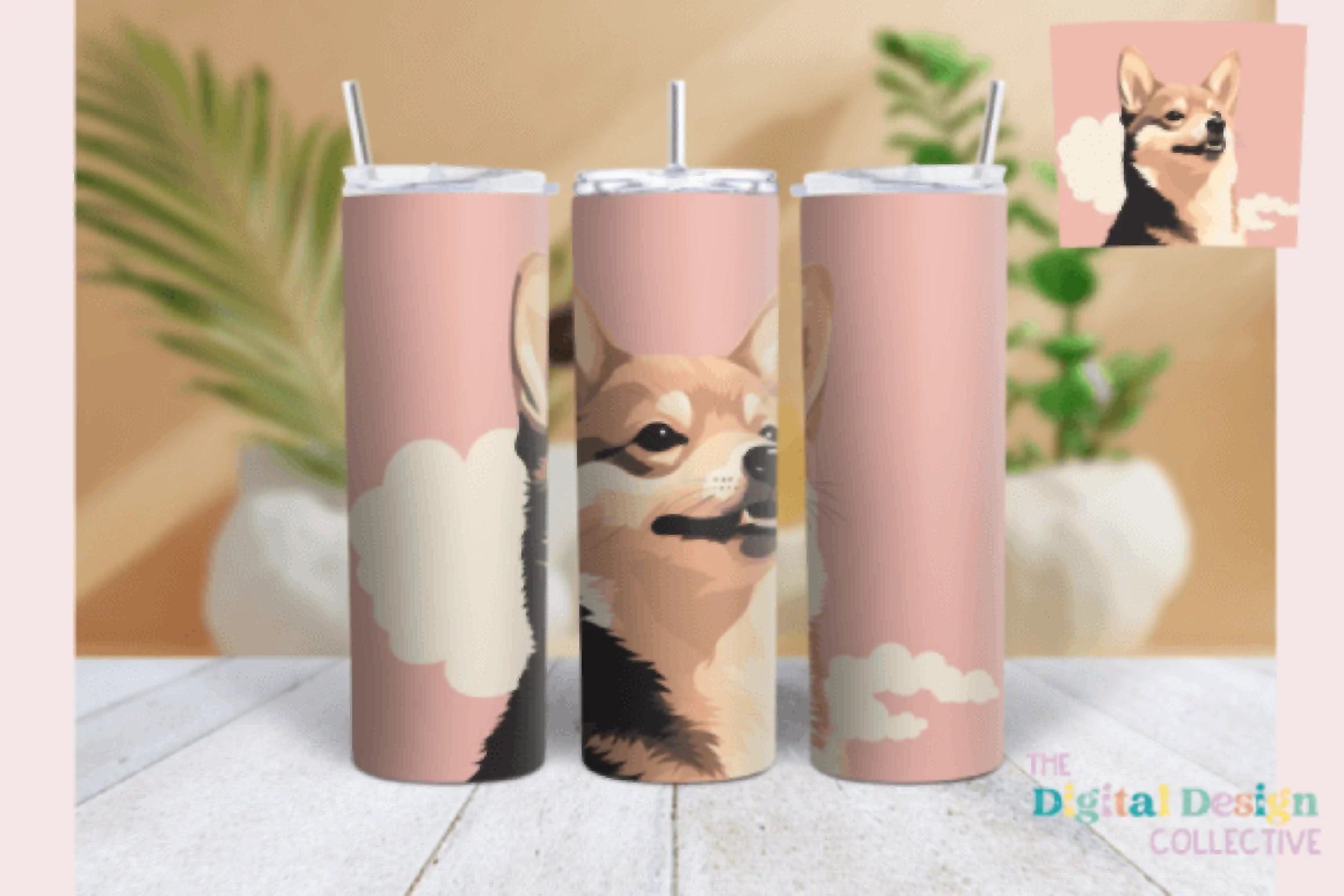 Shiba Inu Pink Skinny Tumbler Wrap Bundle - CraftNest - Digital Crafting and Art