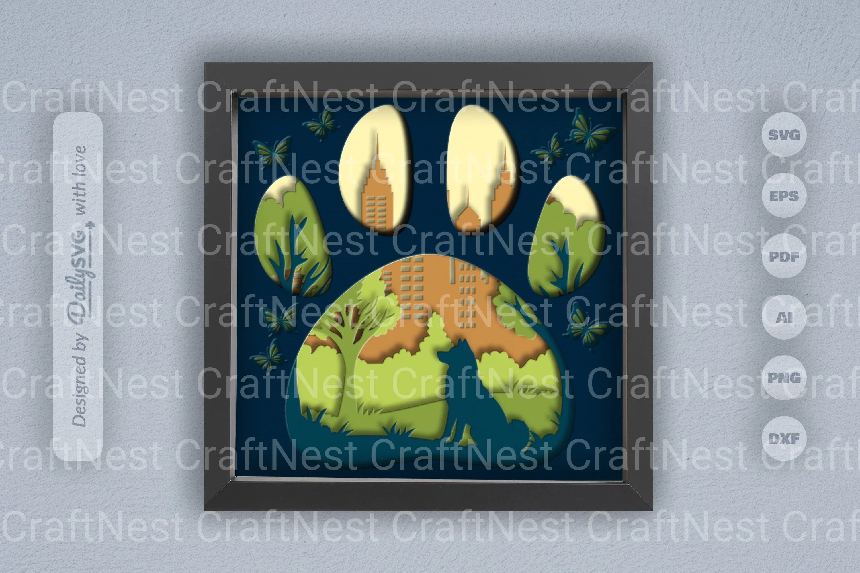 Shiba Inu Papercut SVG Bundle: Sitting at the Park Design