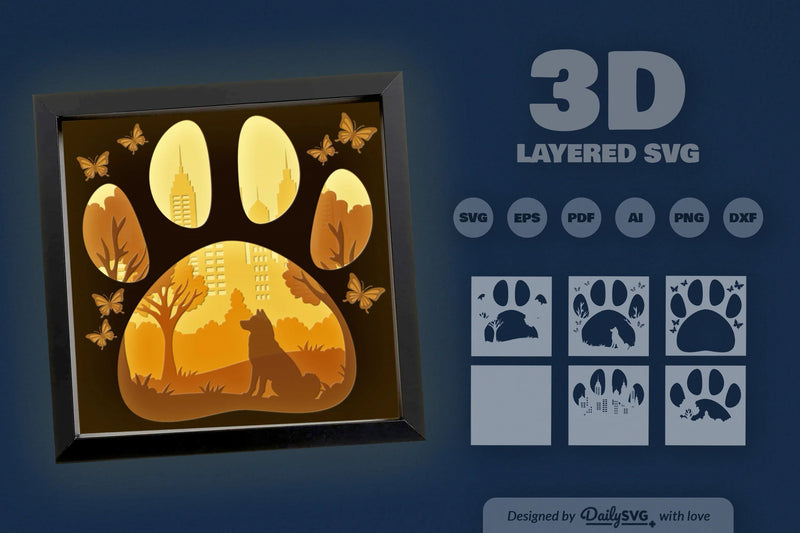 Shiba Inu Papercut SVG Bundle: Sitting at the Park Design - CraftNest - Digital Crafting and Art