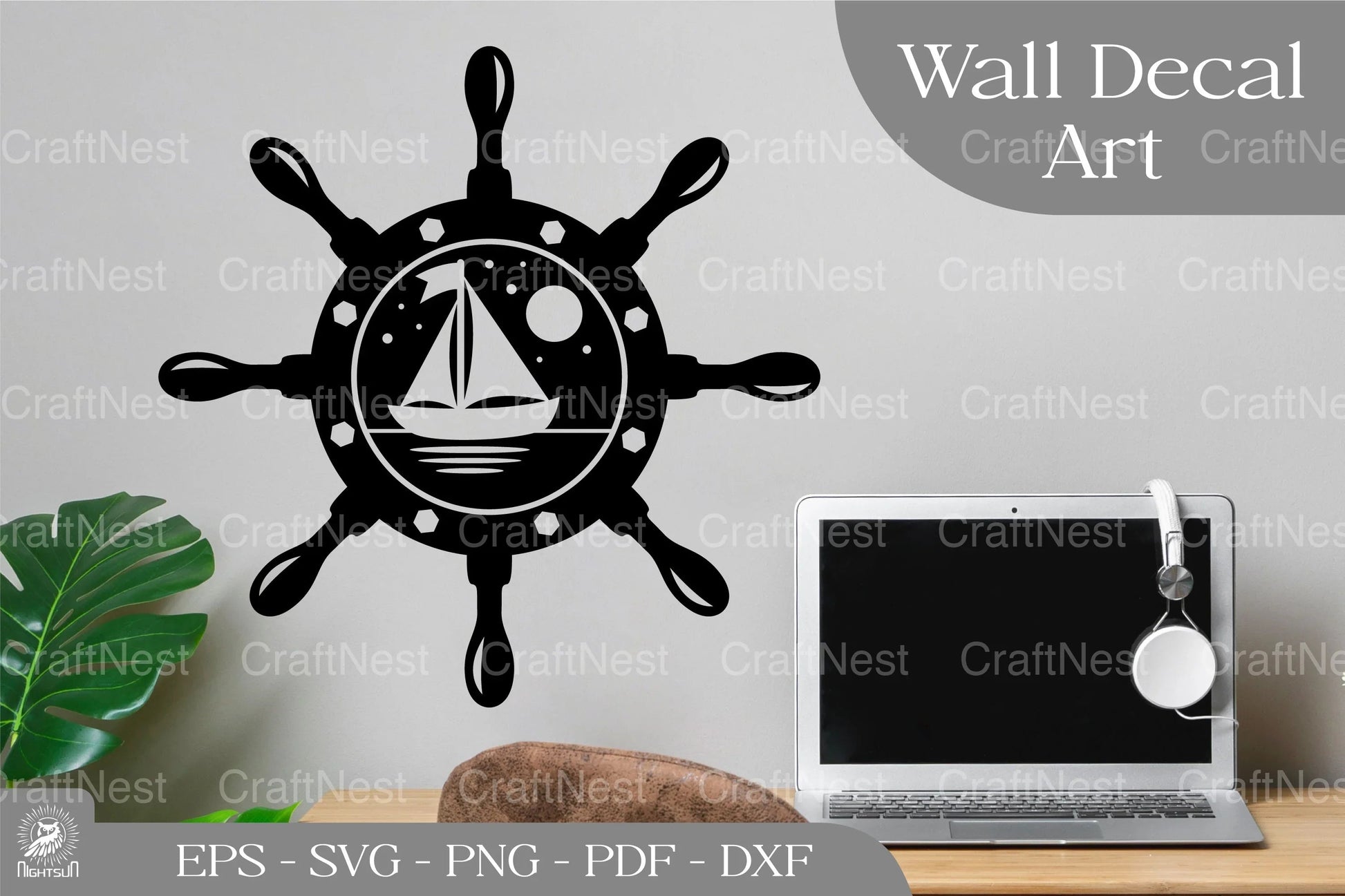 Ship on Sunset Wall Decor Clipart Bundle - CraftNest - Digital Crafting and Art