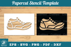 Papercut Stencil Shoes SVG Bundle - CraftNest - Digital Crafting and Art