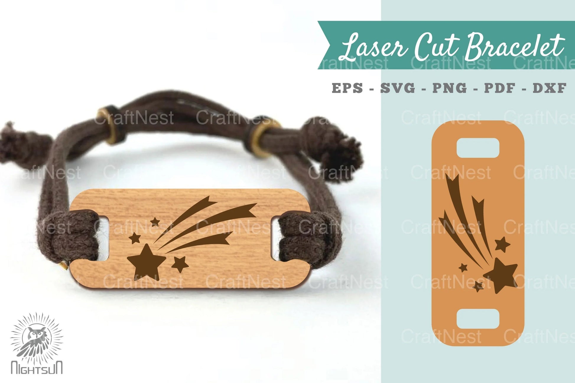 Shooting Star Laser Cut Bracelet SVG Design Bundle - CraftNest - Digital Crafting and Art