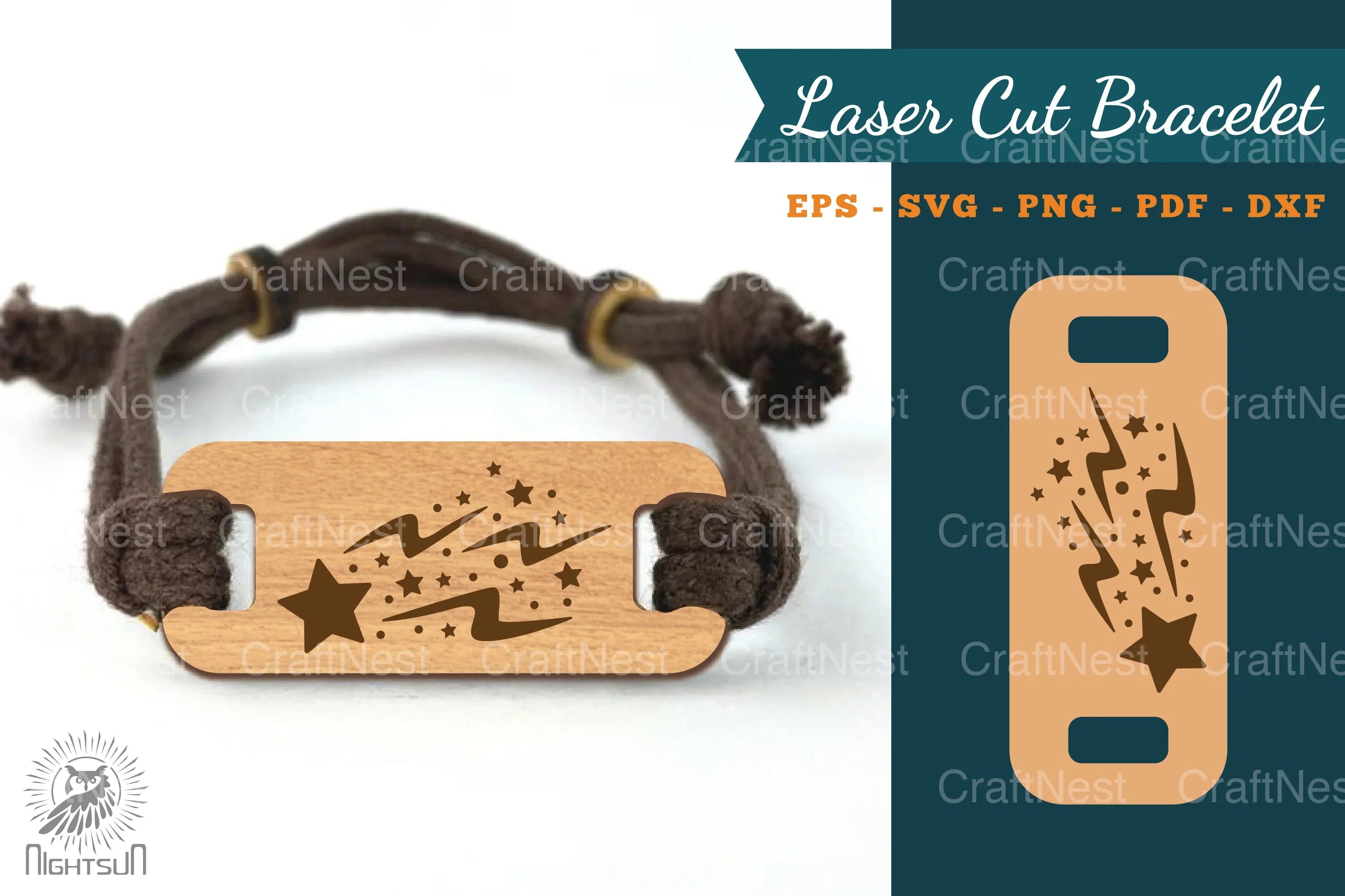 Shooting Stars Laser Cut Bracelet Design - CraftNest - Digital Crafting and Art