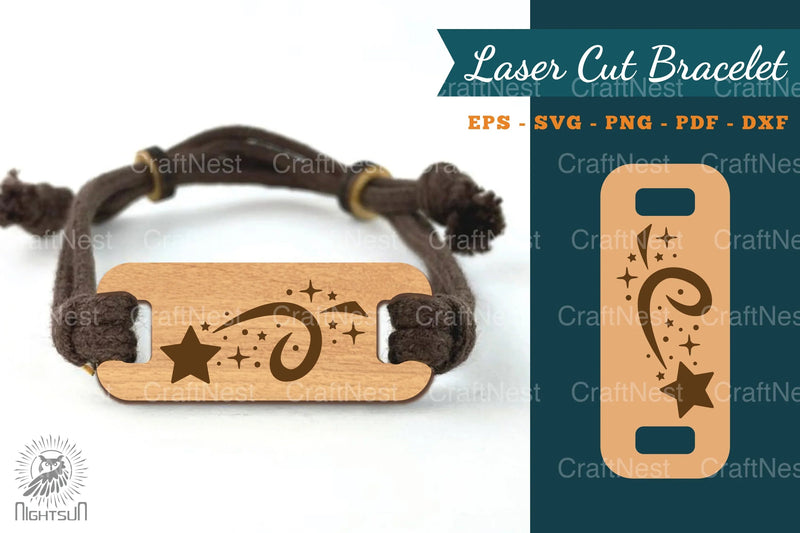 Shooting Stars Laser-Cut Bracelet Design Bundle - CraftNest - Digital Crafting and Art