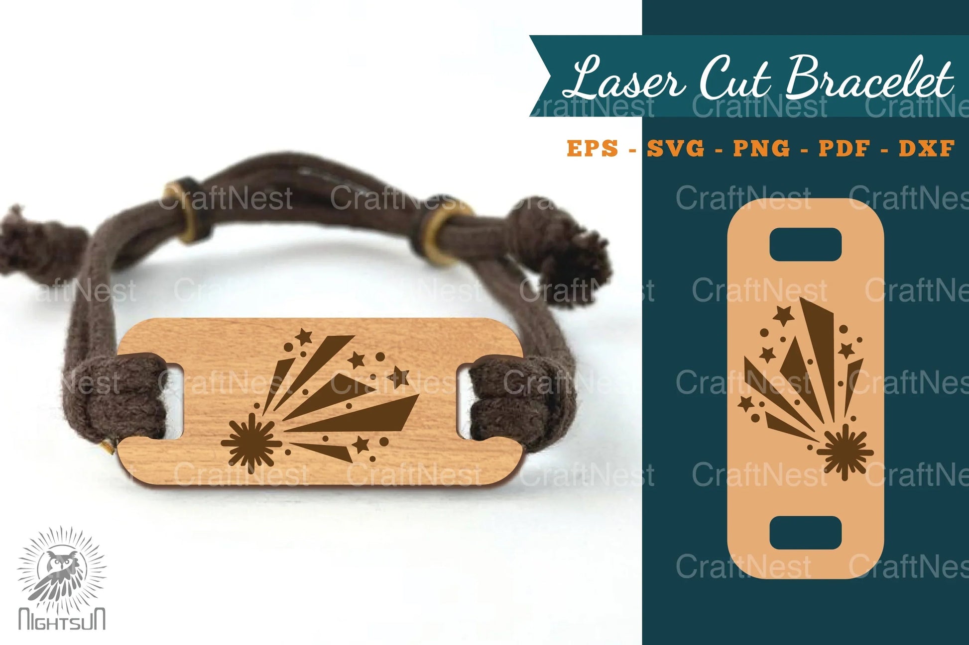 Shooting Stars Laser Cut Bracelet Design - CraftNest - Digital Crafting and Art