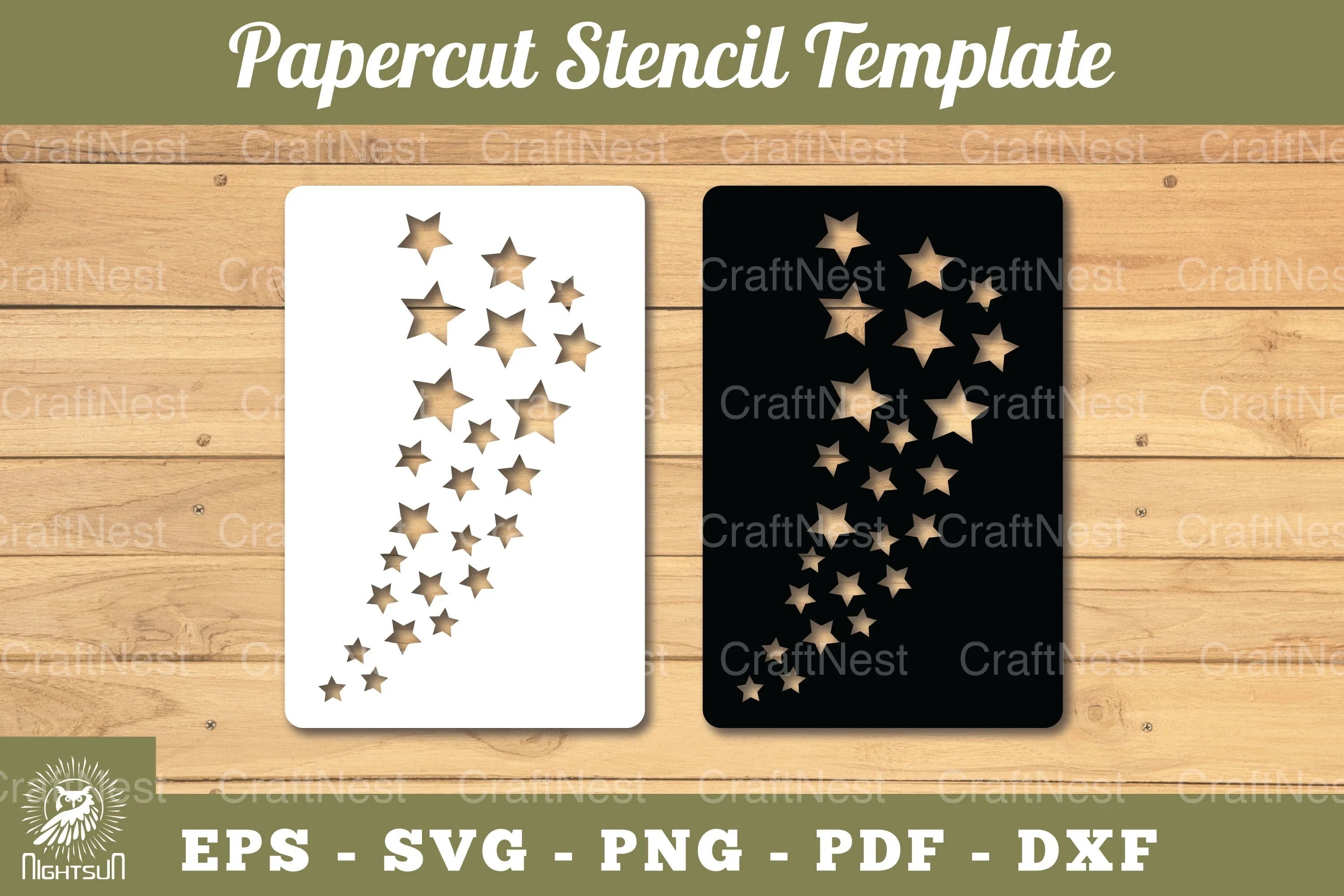 Shooting Stars Paper Cut Stencil Clipart Bundle - CraftNest - Digital Crafting and Art