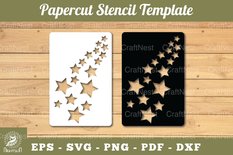 Shooting Stars Paper Cut Stencil Clipart Bundle - CraftNest - Digital Crafting and Art