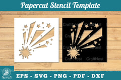 Shooting Stars Papercut Stencil Clipart Bundle - CraftNest - Digital Crafting and Art