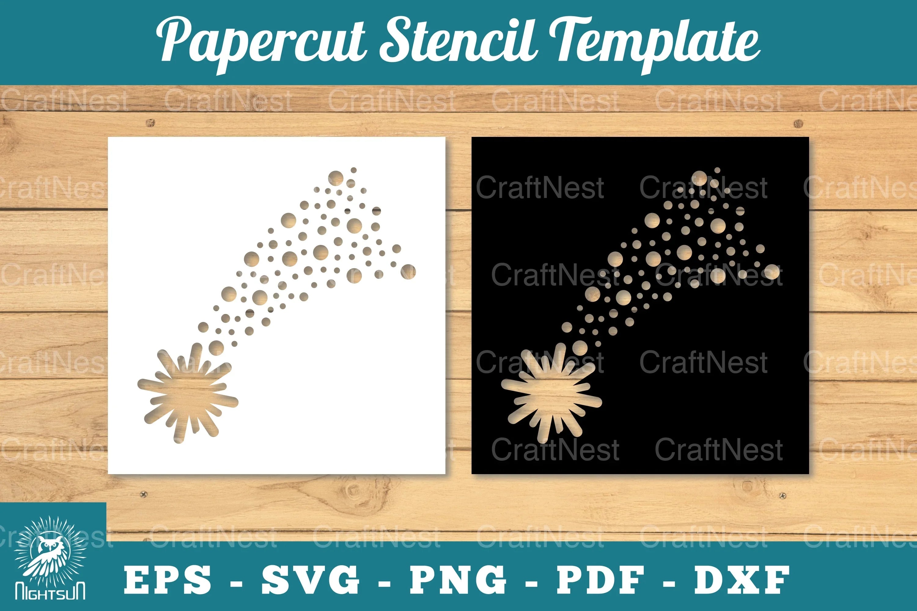 Shooting Stars Papercut Stencil Clipart Bundle - CraftNest - Digital Crafting and Art
