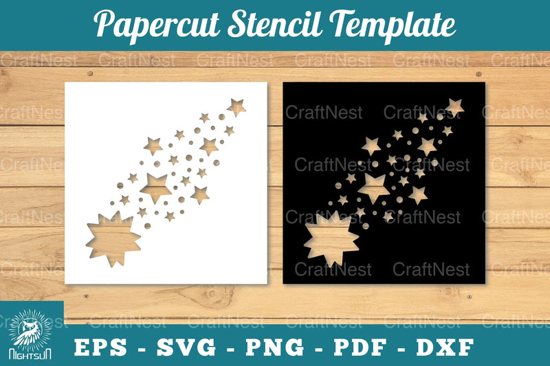 Shooting Stars Papercut Stencil Clipart Bundle - CraftNest - Digital Crafting and Art