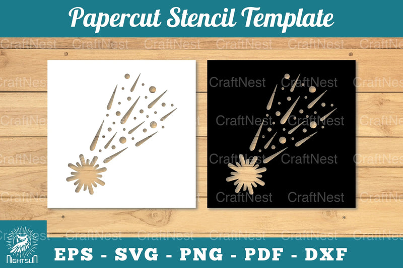 Shooting Stars Papercut Stencil Clipart Bundle - CraftNest - Digital Crafting and Art