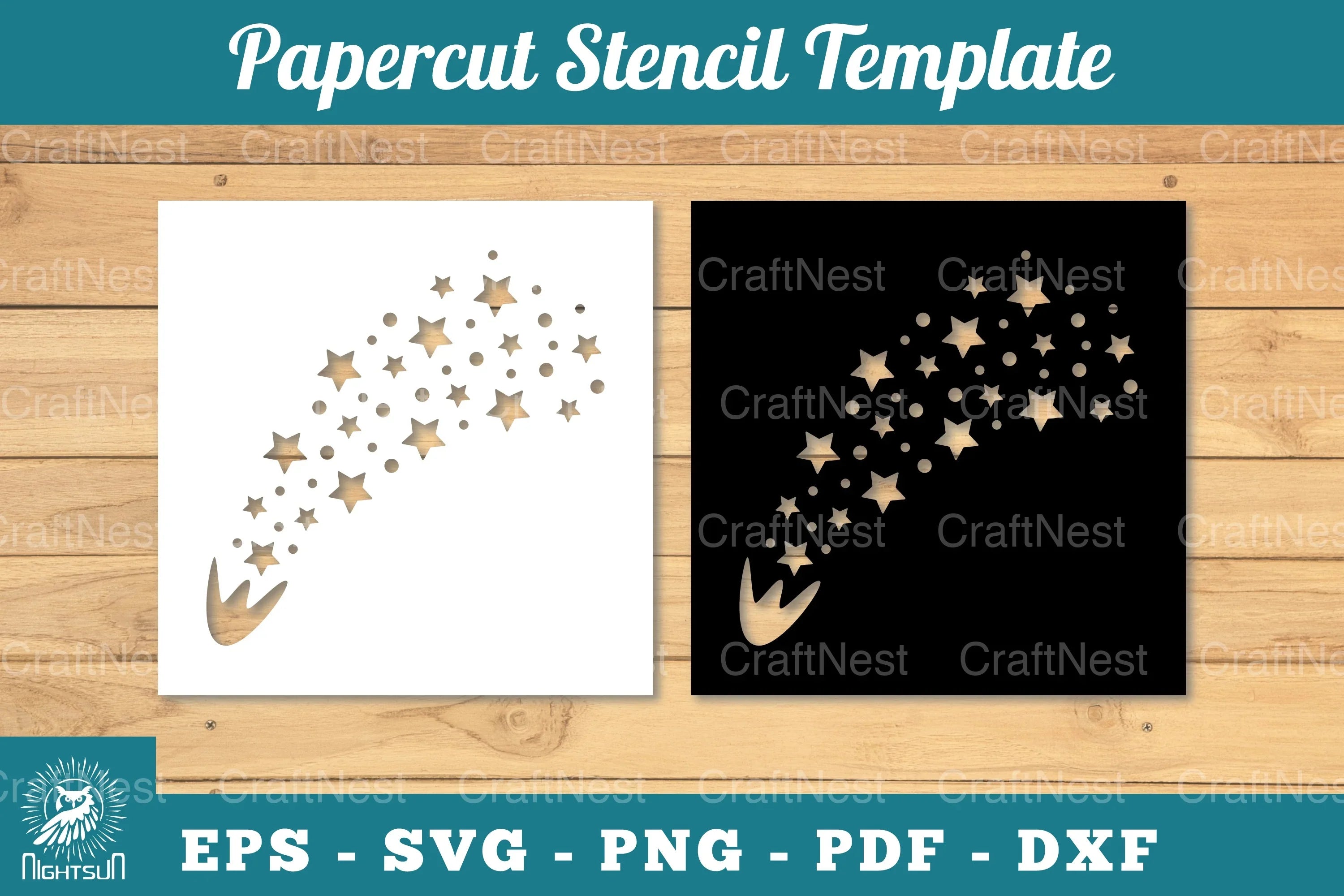 Shooting Stars Papercut Stencil Clipart Bundle - CraftNest - Digital Crafting and Art