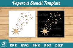 Shooting Stars Papercut Stencil Clipart Bundle - CraftNest - Digital Crafting and Art