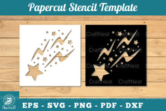 Shooting Stars Papercut Stencil Clipart Bundle - CraftNest - Digital Crafting and Art