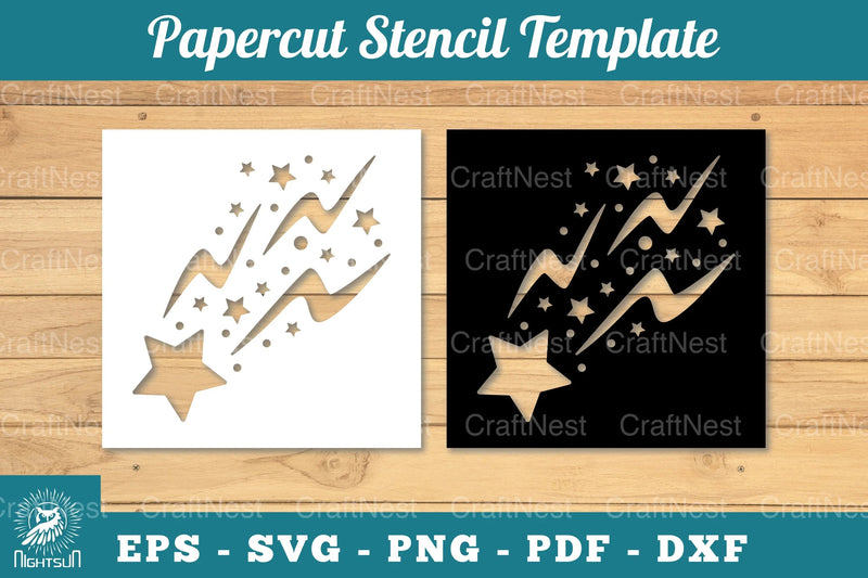 Shooting Stars Papercut Stencil Clipart Bundle - CraftNest - Digital Crafting and Art