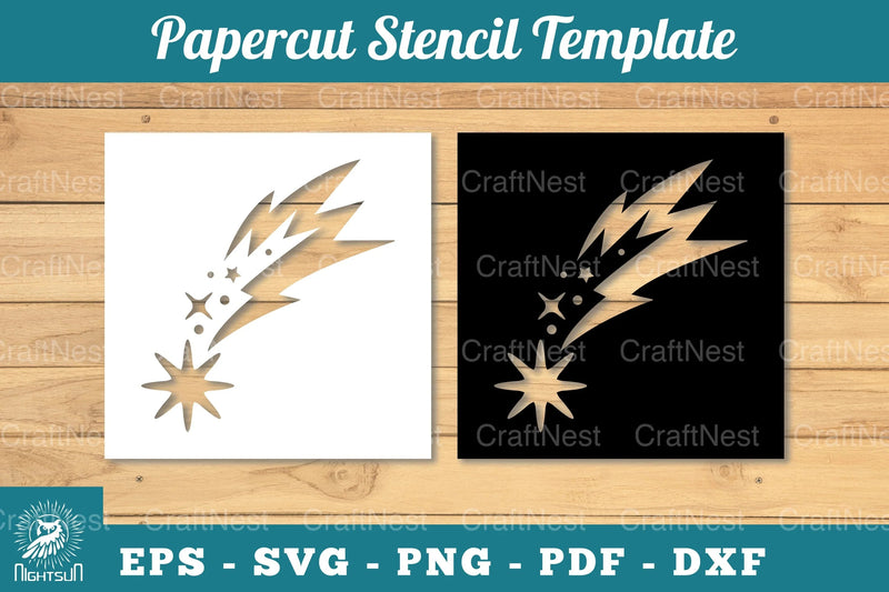 Shooting Stars Papercut Stencil Clipart Bundle - CraftNest - Digital Crafting and Art