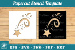 Shooting Stars Papercut Stencil Clipart Bundle - CraftNest - Digital Crafting and Art
