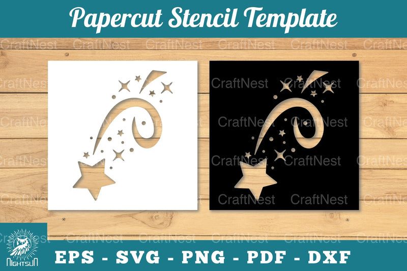 Shooting Stars Papercut Stencil Clipart Bundle - CraftNest - Digital Crafting and Art