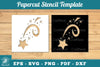 Shooting Stars Papercut Stencil Clipart Bundle
