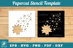 Shooting Stars Papercut Stencil Clipart Bundle - CraftNest - Digital Crafting and Art
