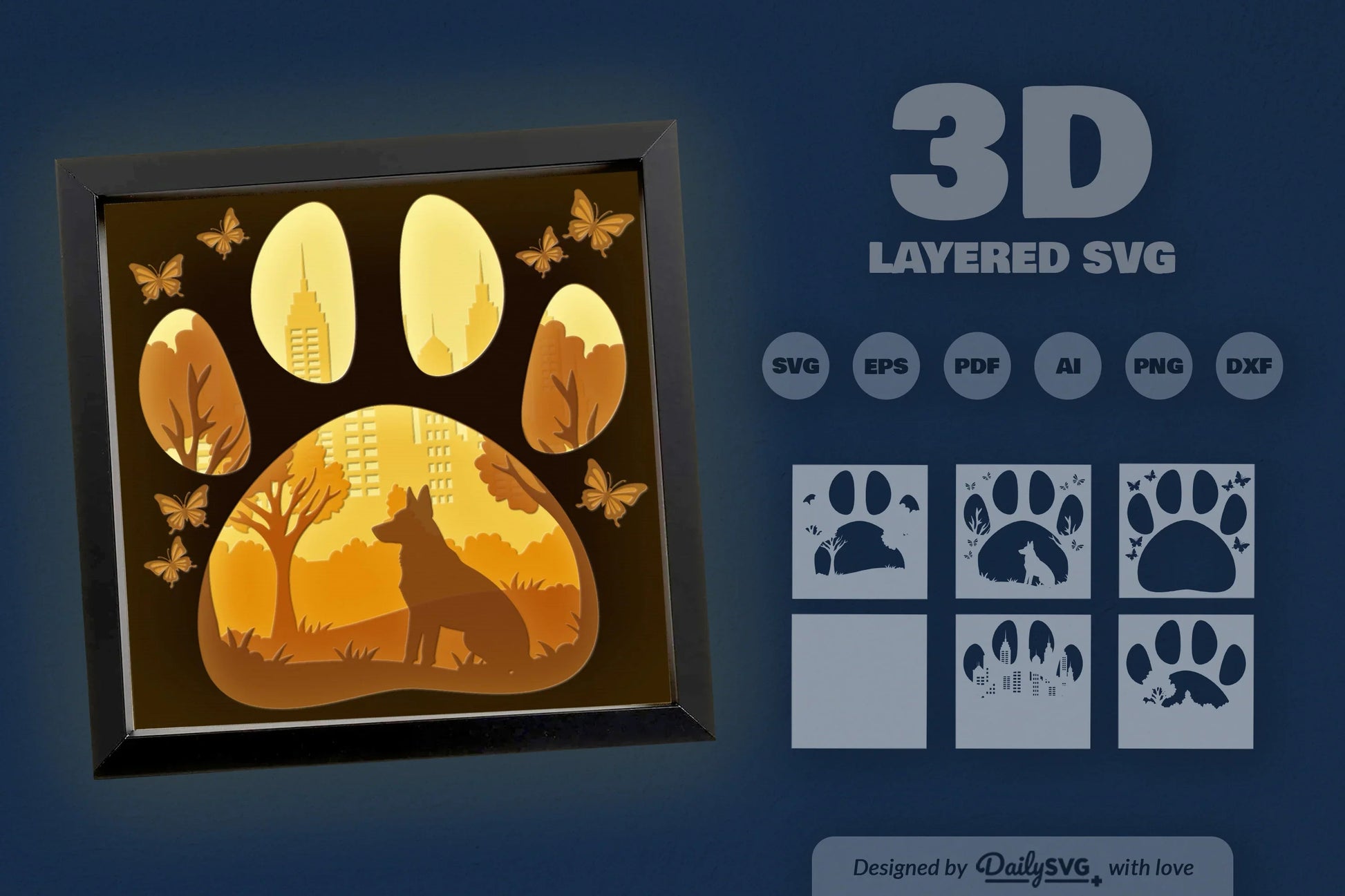 Siberian Husky Papercut SVG Bundle: Dog Sitting Park Design - CraftNest - Digital Crafting and Art
