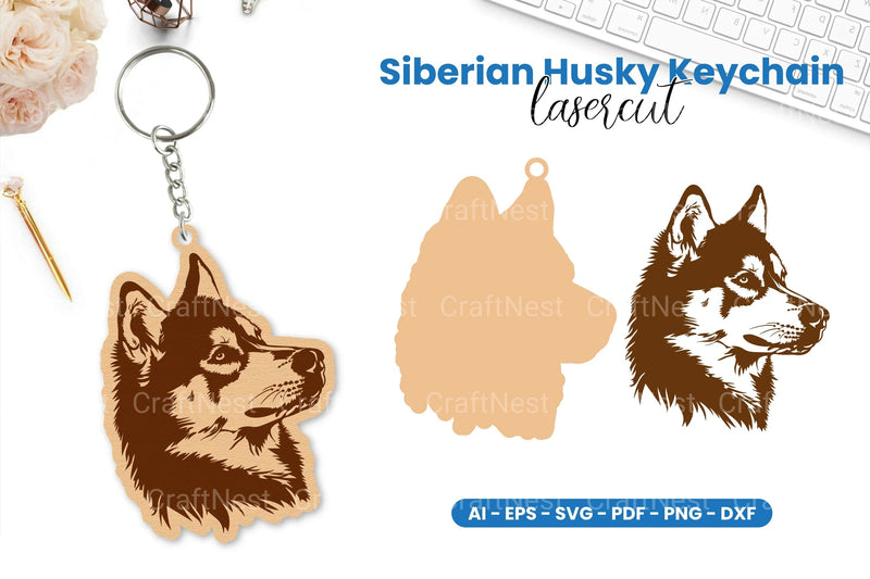 Siberian Husky Keychain Lasercut Clipart Bundle - CraftNest - Digital Crafting and Art