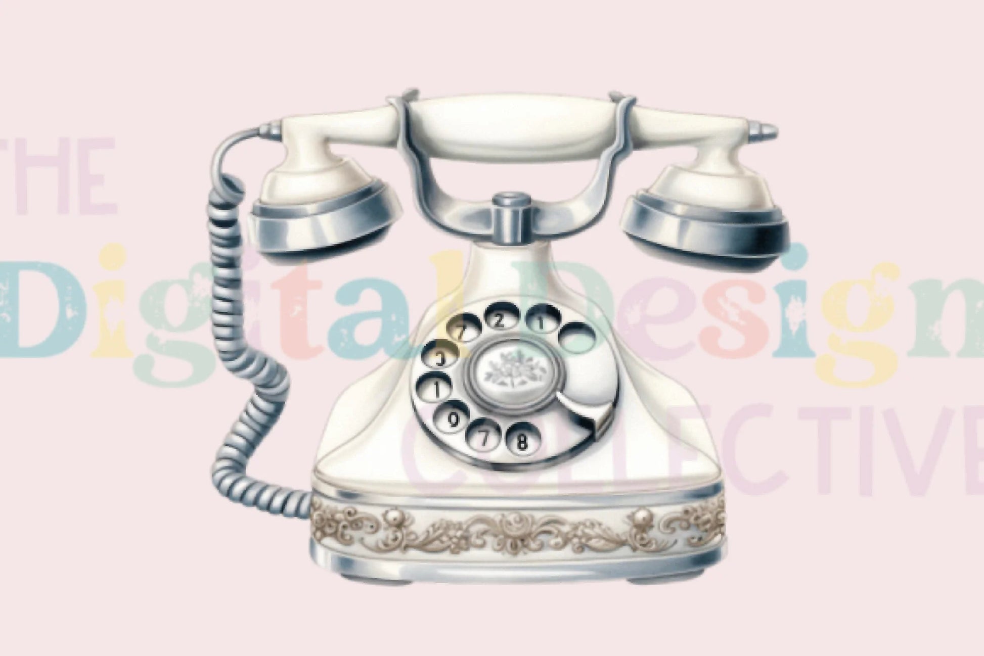 Vintage Silver & White Floral Phone Design Clipart Bundle - CraftNest - Digital Crafting and Art