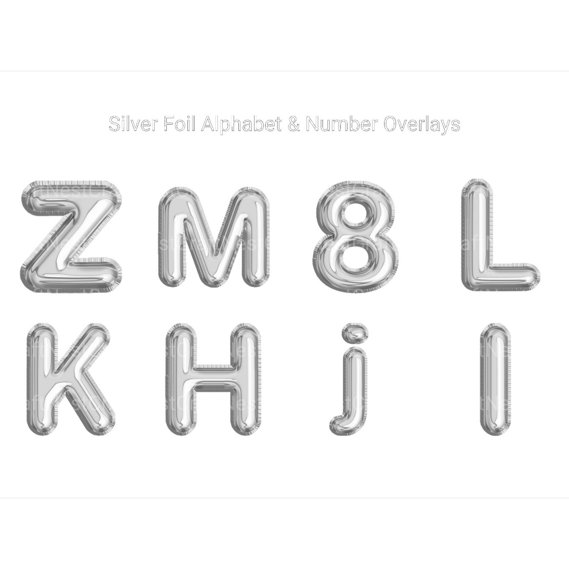 Silver Foil Alphabet Overlays Clipart - CraftNest - Digital Crafting and Art