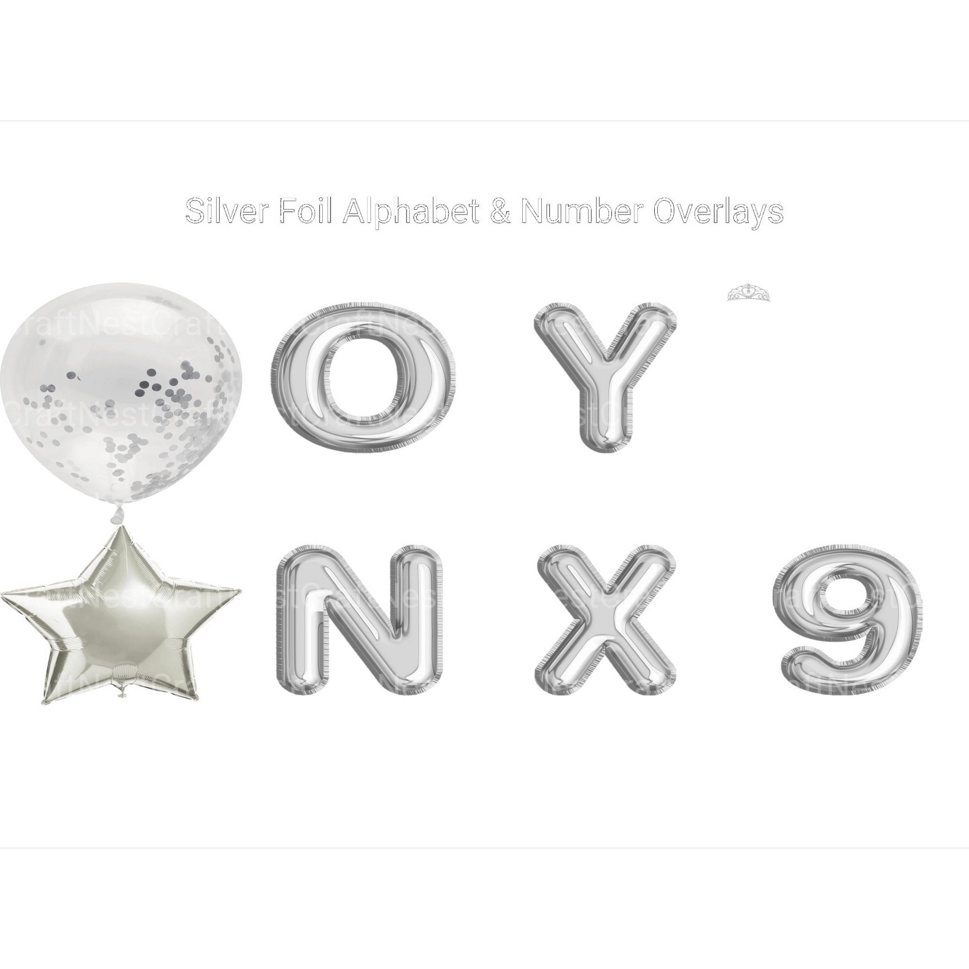 Silver Foil Alphabet Overlays Clipart - CraftNest - Digital Crafting and Art