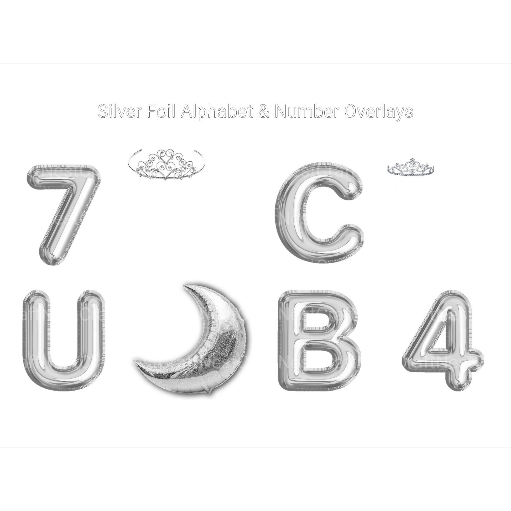 Silver Foil Alphabet Overlays Clipart - CraftNest - Digital Crafting and Art