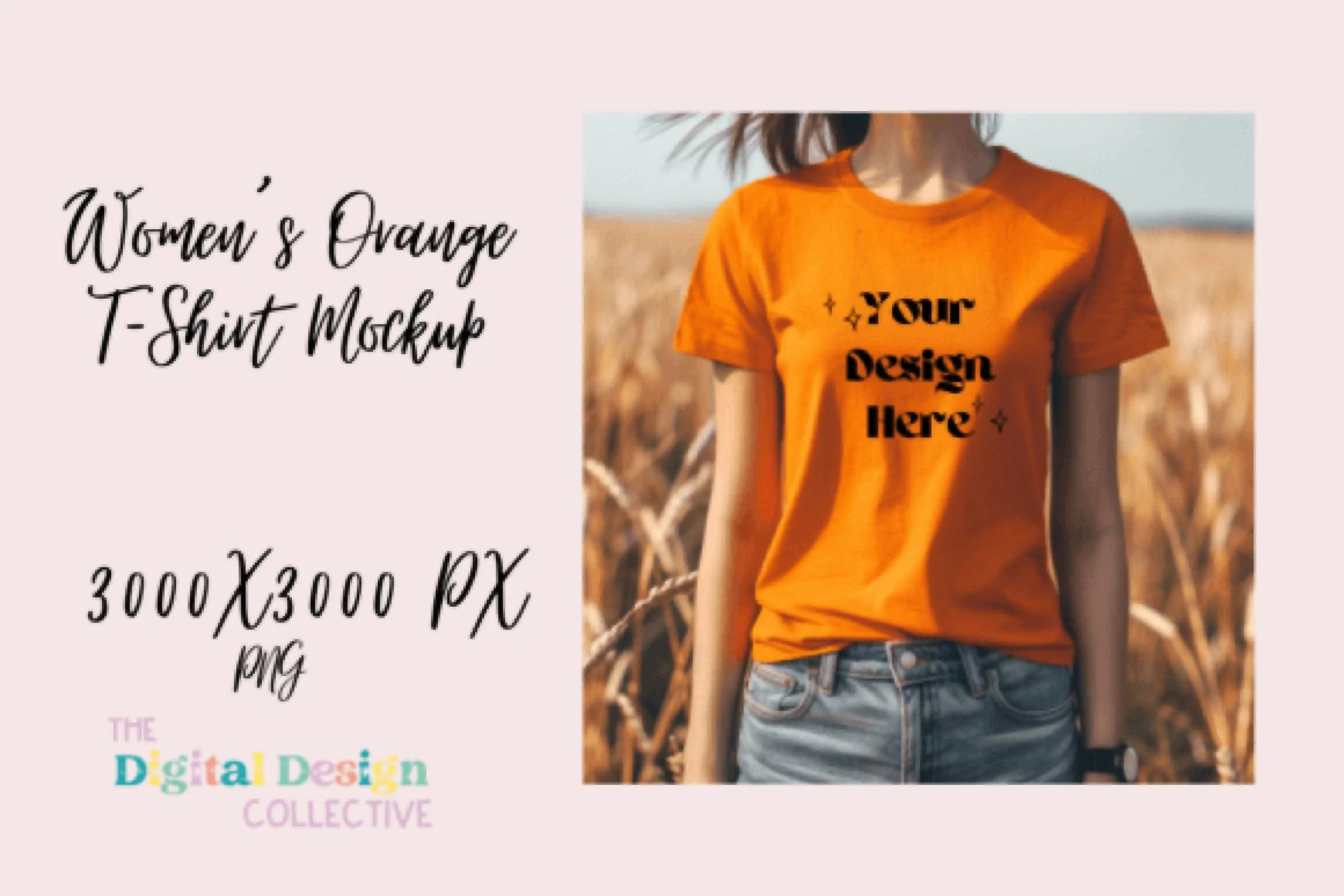 Women's Orange T-shirt Mockup - CraftNest - Digital Crafting and Art