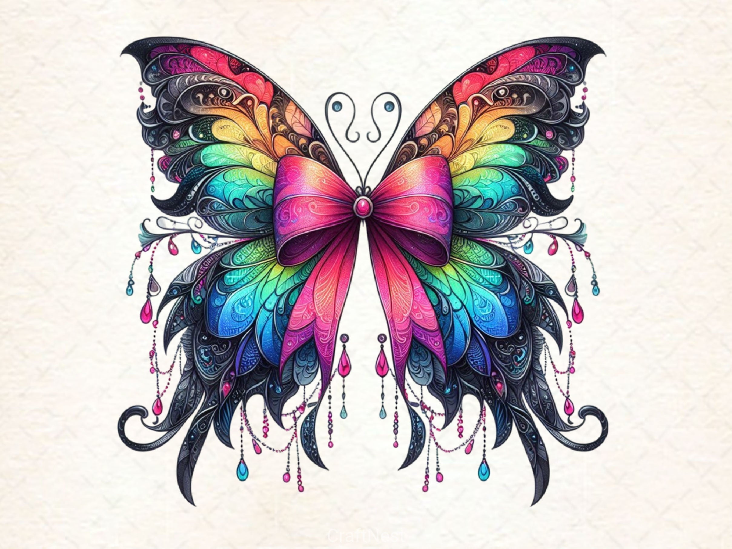 Butterfly With Bow Clipart Bundle