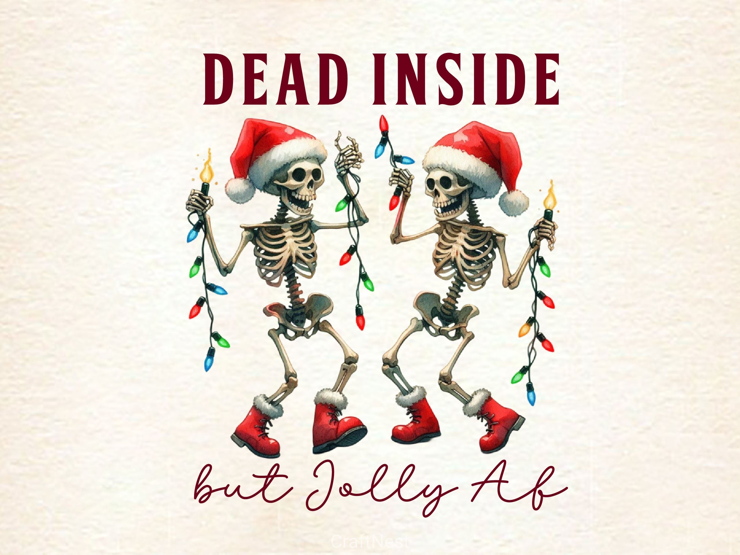 Dead Inside But Jolly AF Christmas Tree Clipart Bundle 2