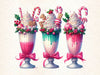 Christmas Ice Cream Cherry Milkshake Clipart Bundle 4
