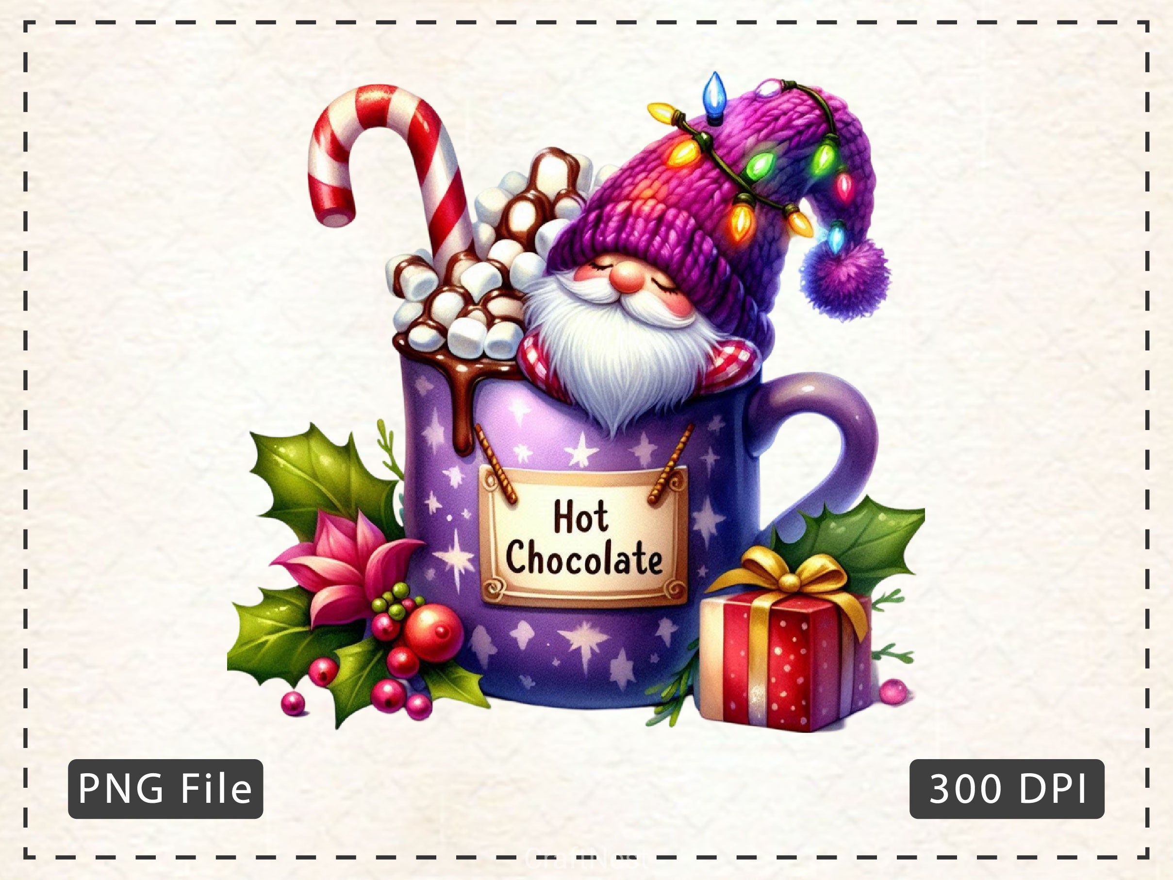 Christmas Hot Cocoa Gnomes Clipart Bundle 6