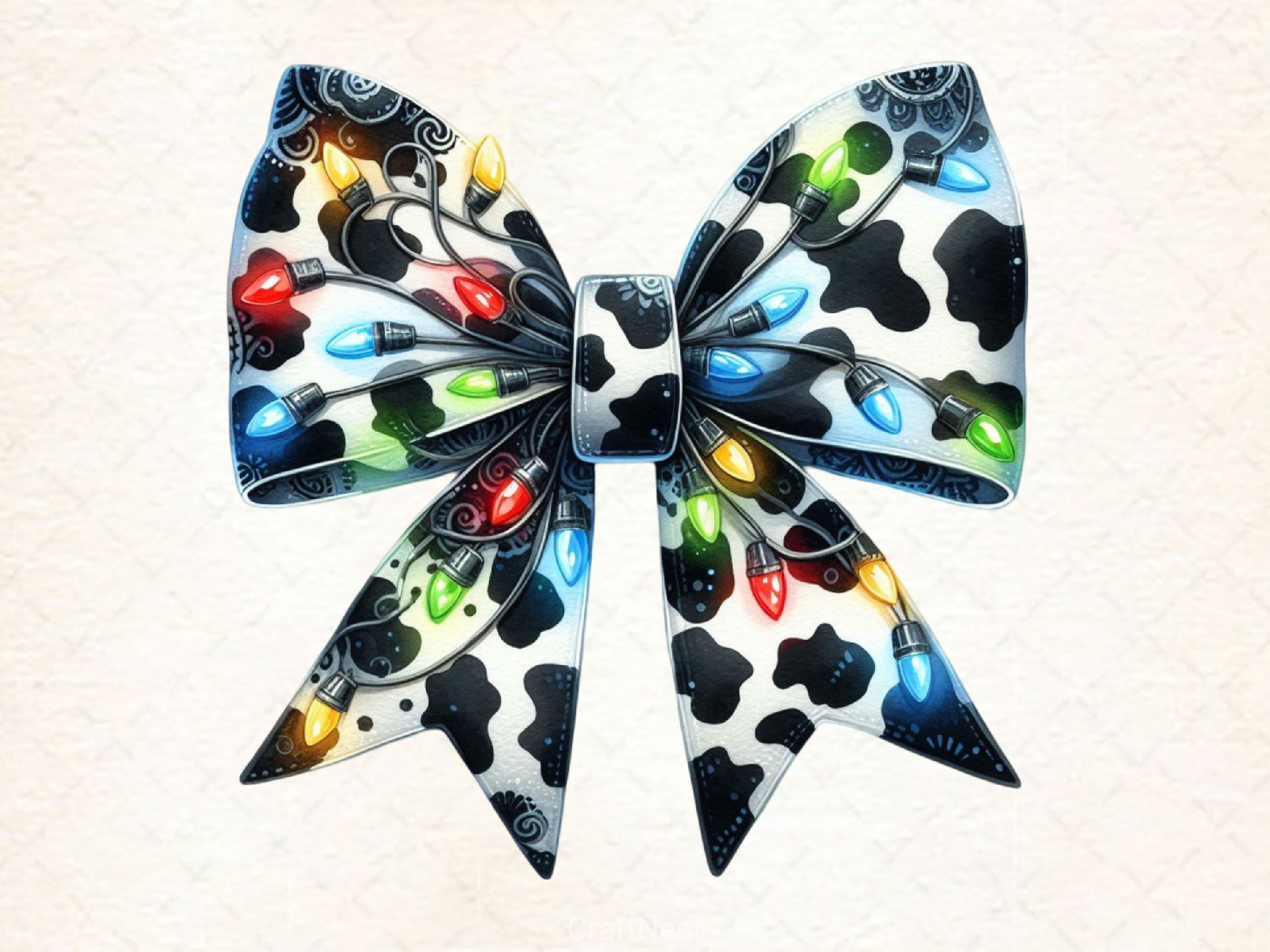 Coquette Christmas Bow Lights Bow Clipart Bundle 6