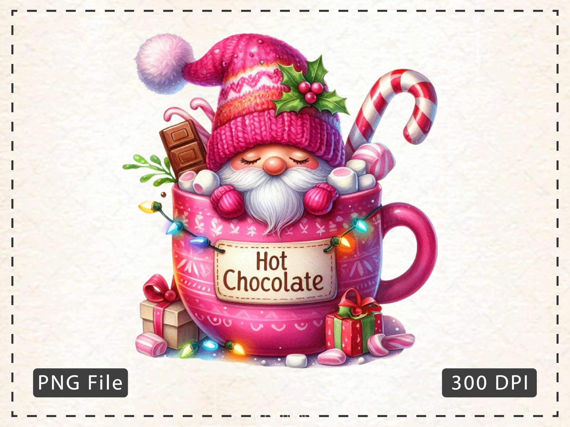 Christmas Hot Cocoa Gnomes Clipart Bundle 1