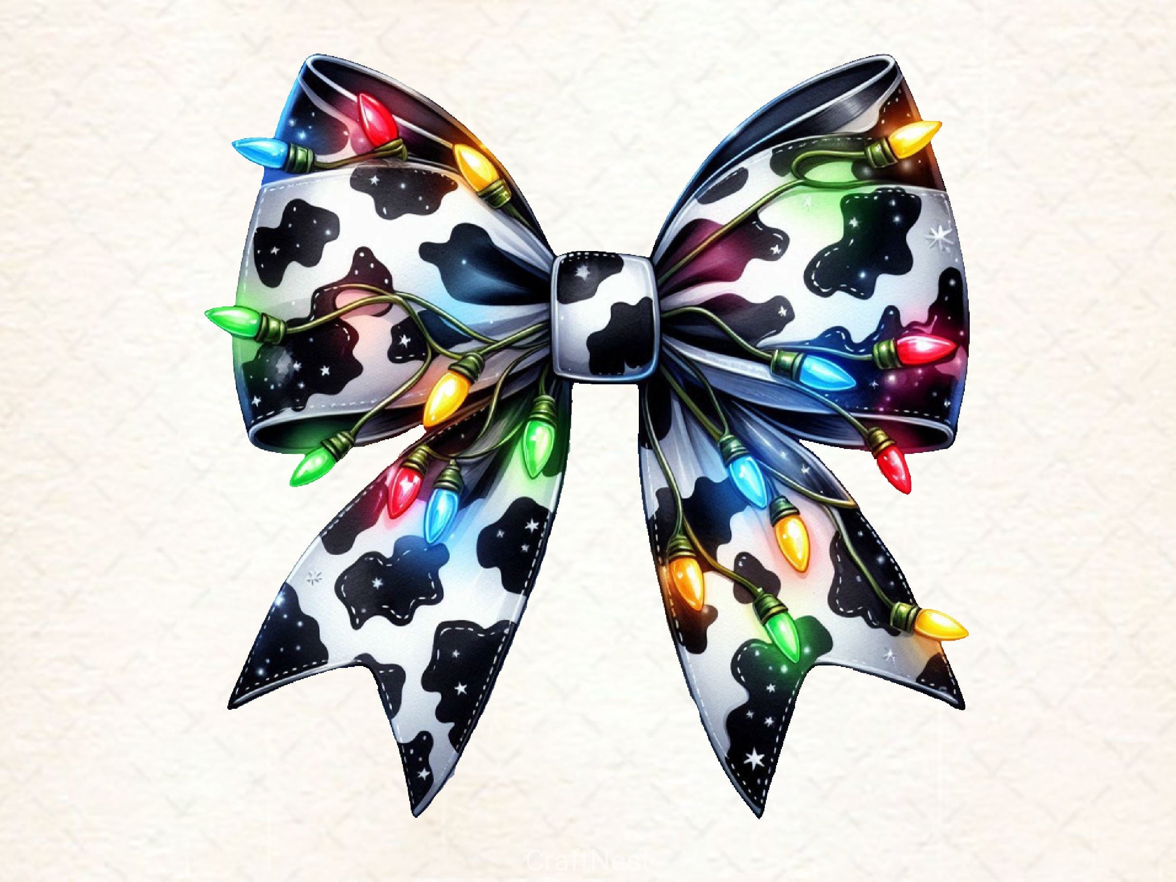 Coquette Christmas Bow Lights Bow Clipart Bundle